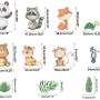 Kids Cute Animals with Banana Leaves Wall Decal Sticker