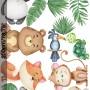 Kids Cute Animals with Banana Leaves Wall Decal Sticker