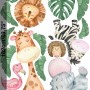 Kids Cute Forest Animal with Banana Leaves Wall Decal Sticker