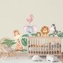 Kids Cute Forest Animal with Banana Leaves Wall Decal Sticker