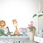 Kids Cute Forest Animal with Banana Leaves Wall Decal Sticker