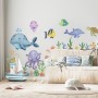 Kids Nursery Undersea Wall Decals Cute Whale with Sea Animals Wall Sticker