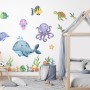 Kids Nursery Undersea Wall Decals Cute Whale with Sea Animals Wall Sticker