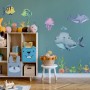 Kids Nursery Undersea Wall Decals Cute Whale with Sea Animals Wall Sticker