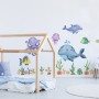 Kids Nursery Undersea Wall Decals Cute Whale with Sea Animals Wall Sticker