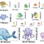 Kids Nursery Undersea Wall Decals Cute Whale with Sea Animals Wall Sticker