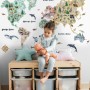 Kids Watercolor World Map Wall Decal Sticker