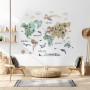 Kids Watercolor World Map Wall Decal Sticker