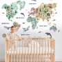 Kids Watercolor World Map Wall Decal Sticker