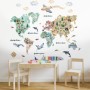 Kids Watercolor World Map Wall Decal Sticker