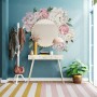 Blue Pink Peony Floral Bouqet Wall Decal Sticker