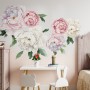 Blue Pink Peony Floral Bouqet Wall Decal Sticker