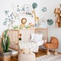 Kids Watercolor Safari Animals with Tropical Leaves Wall Decal Sticker