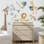 Kids Watercolor Safari Animals with Tropical Leaves Wall Decal Sticker