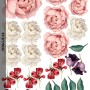 White Pink Peony Florals with Red Purple Tulips Wall Decal Sticker