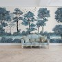 Monochrome Watercolor Big Trees Wallpaper Mural