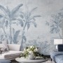 Monochrome Antique Jungle Landscape Wallpaper Mural
