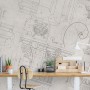 Antique Architectural Greek Column Drawing Art Wallpaper Mural