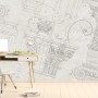 Antique Architectural Greek Column Drawing Art Wallpaper Mural