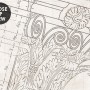 Antique Architectural Greek Column Drawing Art Wallpaper Mural