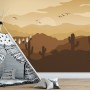 Monochrome Desert Landscape Wallpaper Mural