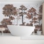 Monochrome Watercolor Big Trees Wallpaper Mural