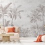 Monochrome Antique Jungle Landscape Wallpaper Mural
