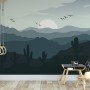 Monochrome Desert Landscape Wallpaper Mural