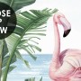 Tropical Landscape with Flamingos Wallpaper Mural