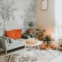 Monochrome Antique Jungle Landscape Wallpaper Mural