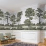 Monochrome Watercolor Big Trees Wallpaper Mural