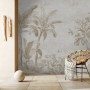 Monochrome Antique Jungle Landscape Wallpaper Mural