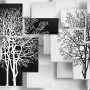 Black White Tree with Abstract Cube Wallpaper Mural