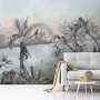 Colorful Parrot and Cute Monkey with Soft Forest Wallpaper Mural