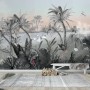 Colorful Parrot and Cute Monkey with Soft Forest Wallpaper Mural