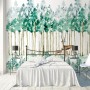 Watercolor Green Forest with Elk Wallpaper Mural