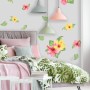 Pink Yellow Mirabilis Floral and Tropical Green Leaf Wall Decal Sticker