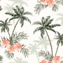 Tropical Palm Tree with Mirabilis Floral Pattern Wallpaper Mural