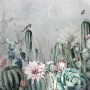 Watercolor Cactus with Flowers Wallpaper Mural