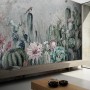 Watercolor Cactus with Flowers Wallpaper Mural