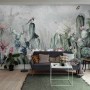 Watercolor Cactus with Flowers Wallpaper Mural