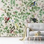 Tropical Green Leaves with Stork and Duck Wallpaper Mural