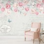Pink Victorian Vine Flower Wallpaper Mural