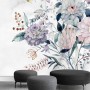 Soft Victorian Floral and Yellow Butterfly Wallpaper Mural
