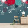 Cage Birds and Colorful Flowers Wallpaper Mural