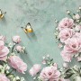 Vintage Pink Floral and Yellow Butterfly Wallpaper Mural
