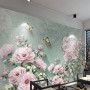 Vintage Pink Floral and Yellow Butterfly Wallpaper Mural