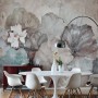 Vintage Floral with Retro Lotus Leaf Wallpaper Mural