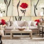 Vintage Red White Floral Wallpaper Mural