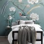 Vintage Peony Floral and Swallow Wallpaper Mural